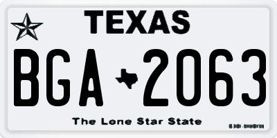 TX license plate BGA2063