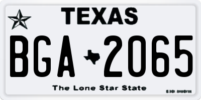 TX license plate BGA2065