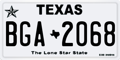 TX license plate BGA2068