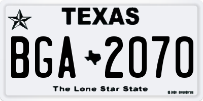 TX license plate BGA2070