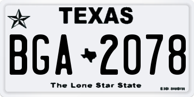 TX license plate BGA2078