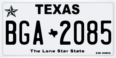 TX license plate BGA2085