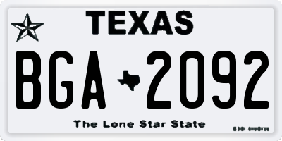 TX license plate BGA2092
