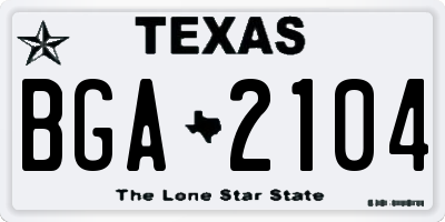 TX license plate BGA2104