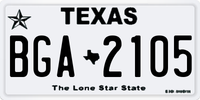 TX license plate BGA2105