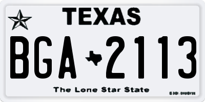 TX license plate BGA2113