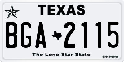 TX license plate BGA2115