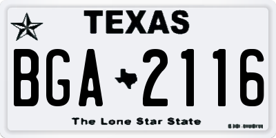 TX license plate BGA2116