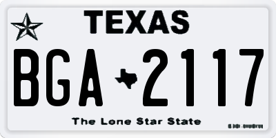 TX license plate BGA2117