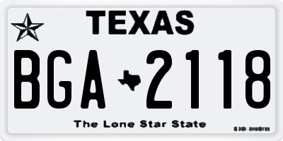 TX license plate BGA2118