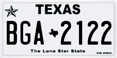 TX license plate BGA2122