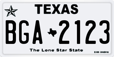 TX license plate BGA2123