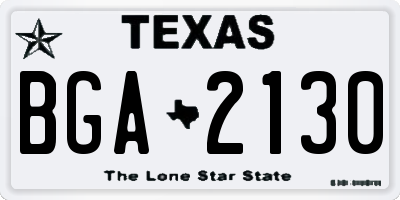 TX license plate BGA2130