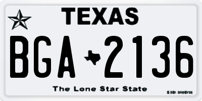 TX license plate BGA2136