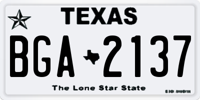 TX license plate BGA2137