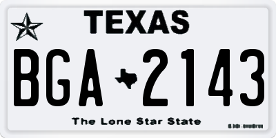 TX license plate BGA2143