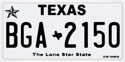 TX license plate BGA2150