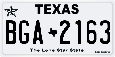TX license plate BGA2163