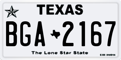 TX license plate BGA2167