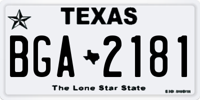 TX license plate BGA2181