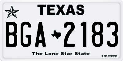 TX license plate BGA2183