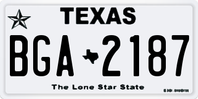 TX license plate BGA2187