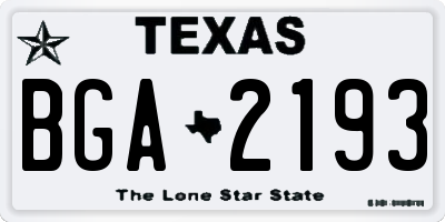 TX license plate BGA2193