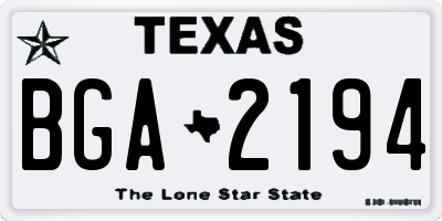 TX license plate BGA2194