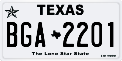 TX license plate BGA2201