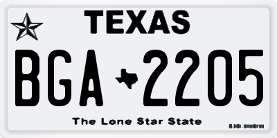 TX license plate BGA2205