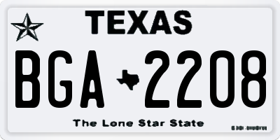 TX license plate BGA2208