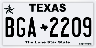 TX license plate BGA2209