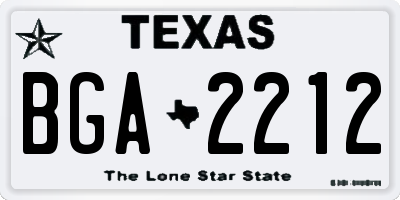TX license plate BGA2212