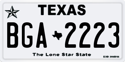 TX license plate BGA2223