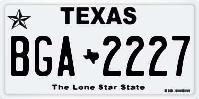 TX license plate BGA2227