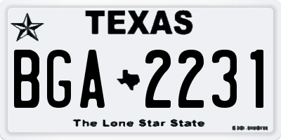 TX license plate BGA2231