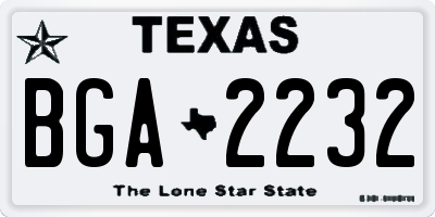 TX license plate BGA2232