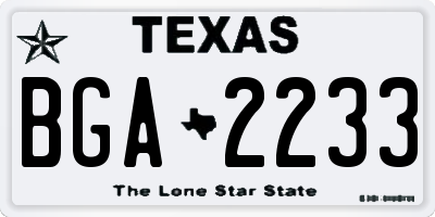 TX license plate BGA2233