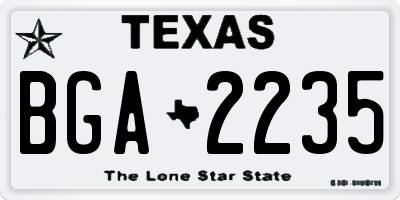 TX license plate BGA2235