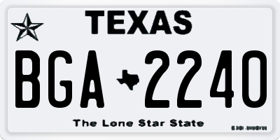 TX license plate BGA2240