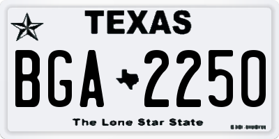 TX license plate BGA2250