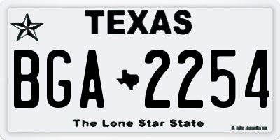 TX license plate BGA2254