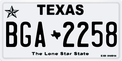 TX license plate BGA2258