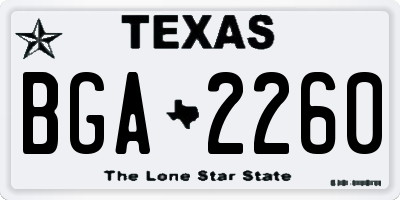 TX license plate BGA2260