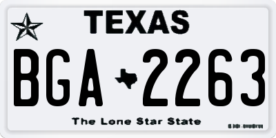 TX license plate BGA2263