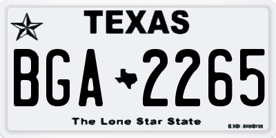 TX license plate BGA2265