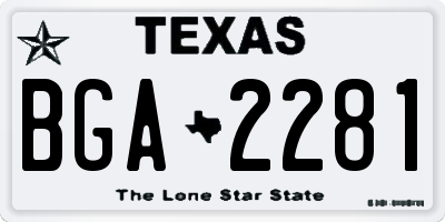 TX license plate BGA2281