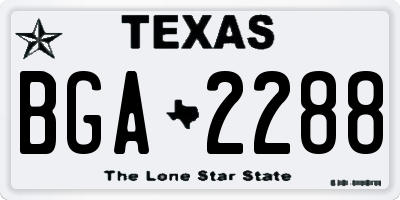 TX license plate BGA2288