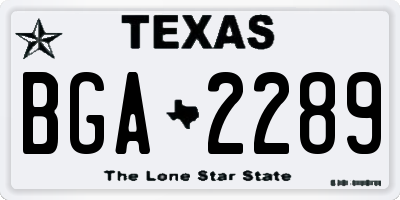 TX license plate BGA2289