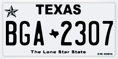 TX license plate BGA2307